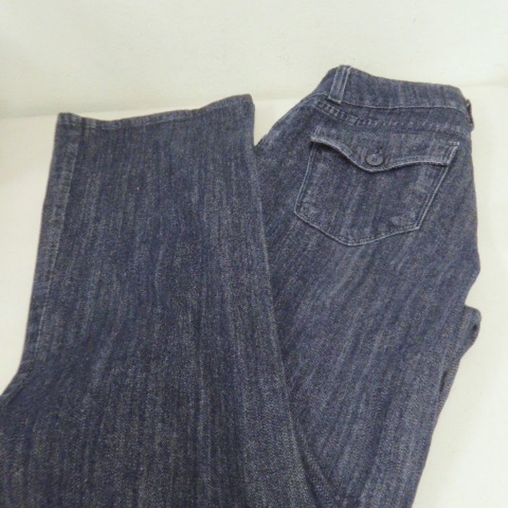 NYDJ style 7442 dark blue denim stretch jeans 8 made in USA flap pocket